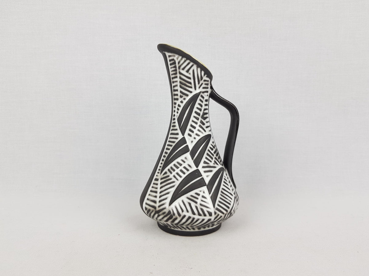 Vintage CARSTENS TONNIESH0F KERAMIK Handled Dark Brown and White Vase from the Attika Series 1958 formno. 821 16 West German Pottery