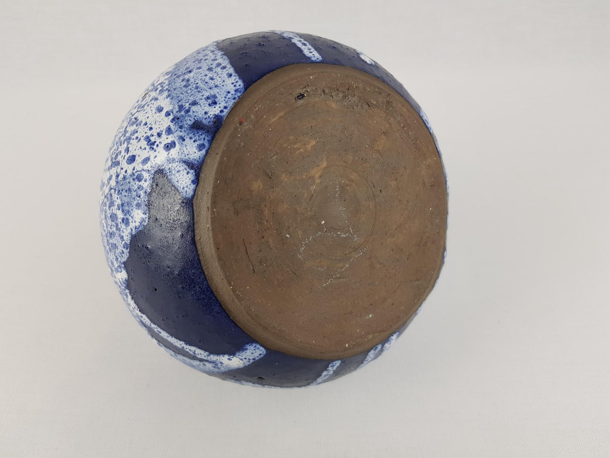 Vintage KARL JUTTNER Blue and White Abstract Vase East German Studio Art Pottery 1960's