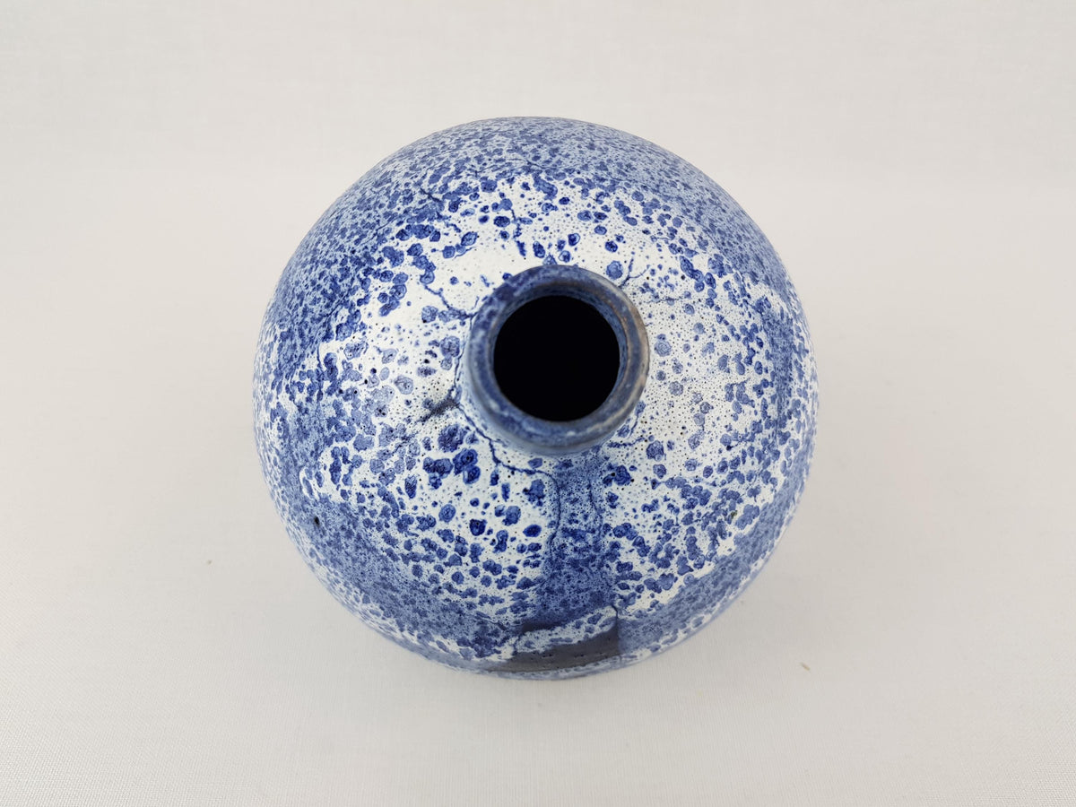 Vintage KARL JUTTNER Blue and White Abstract Vase East German Studio Art Pottery 1960's