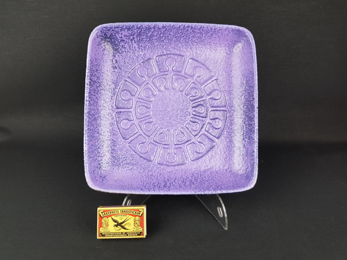 Vintage VEB HALDENSLEBEN Purple Bowl or Plate With Pattern East German Pottery 1960s 1970s