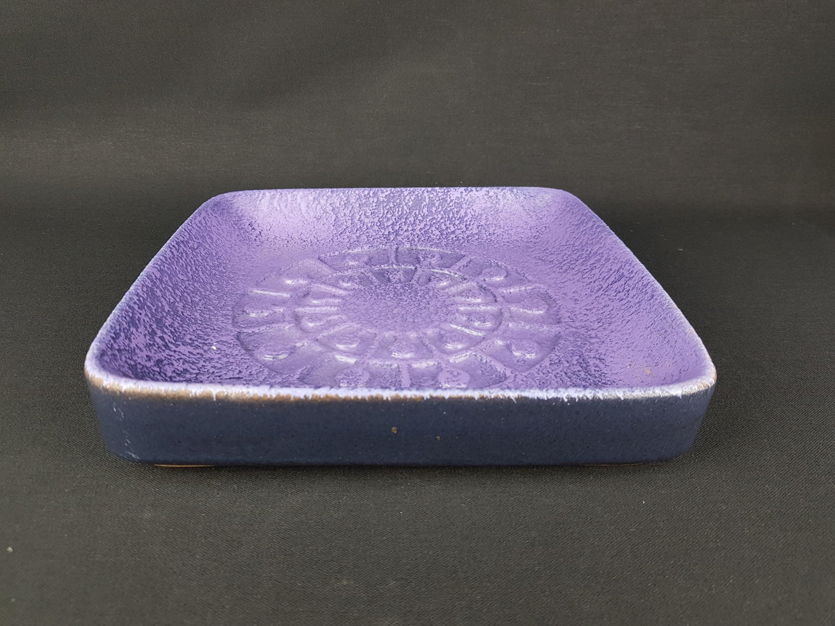 Vintage VEB HALDENSLEBEN Purple Bowl or Plate With Pattern East German Pottery 1960s 1970s