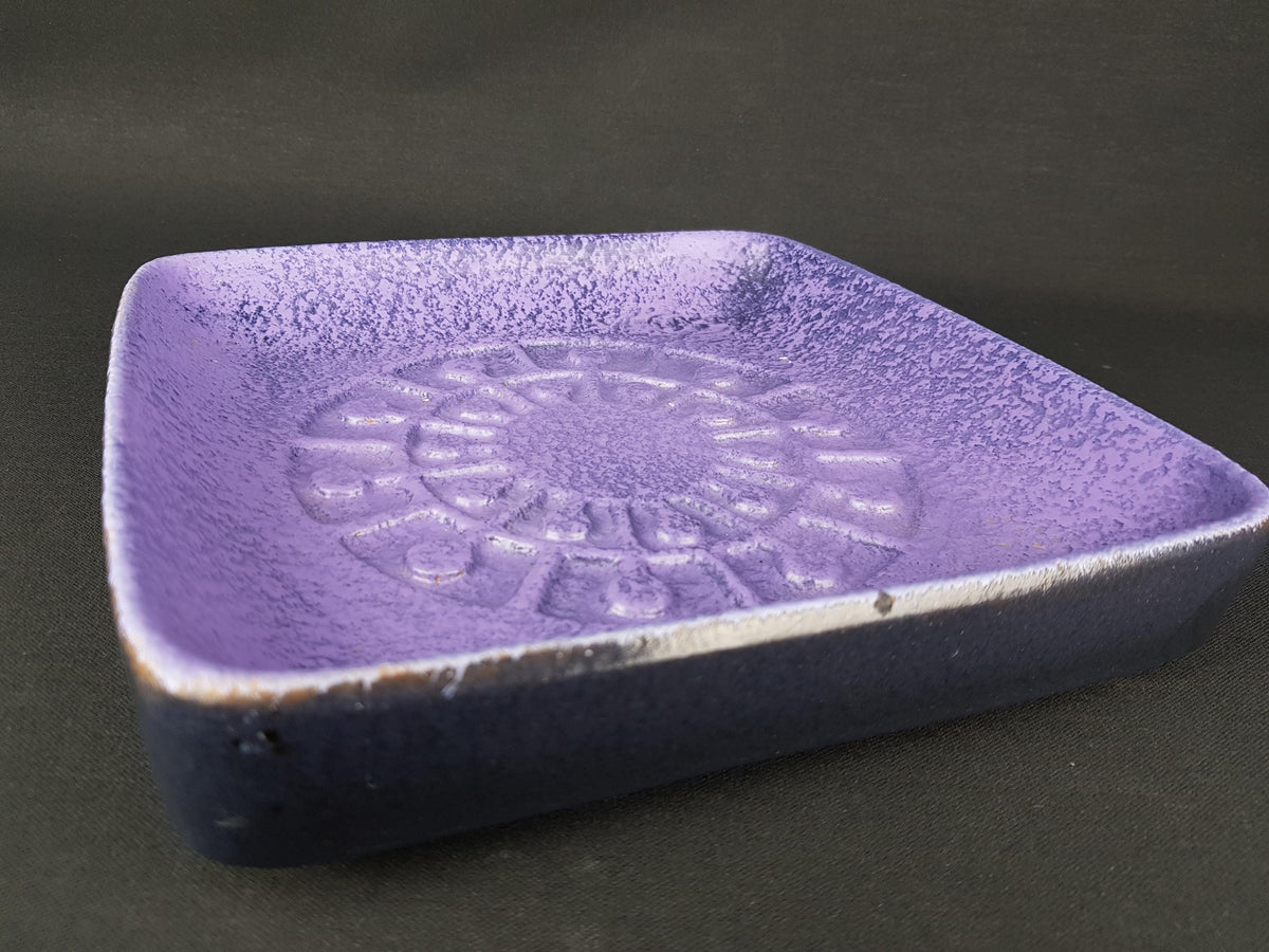 Vintage VEB HALDENSLEBEN Purple Bowl or Plate With Pattern East German Pottery 1960s 1970s