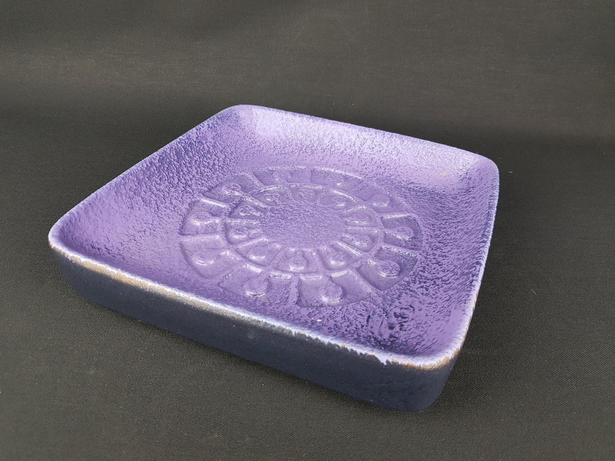 Vintage VEB HALDENSLEBEN Purple Bowl or Plate With Pattern East German Pottery 1960s 1970s