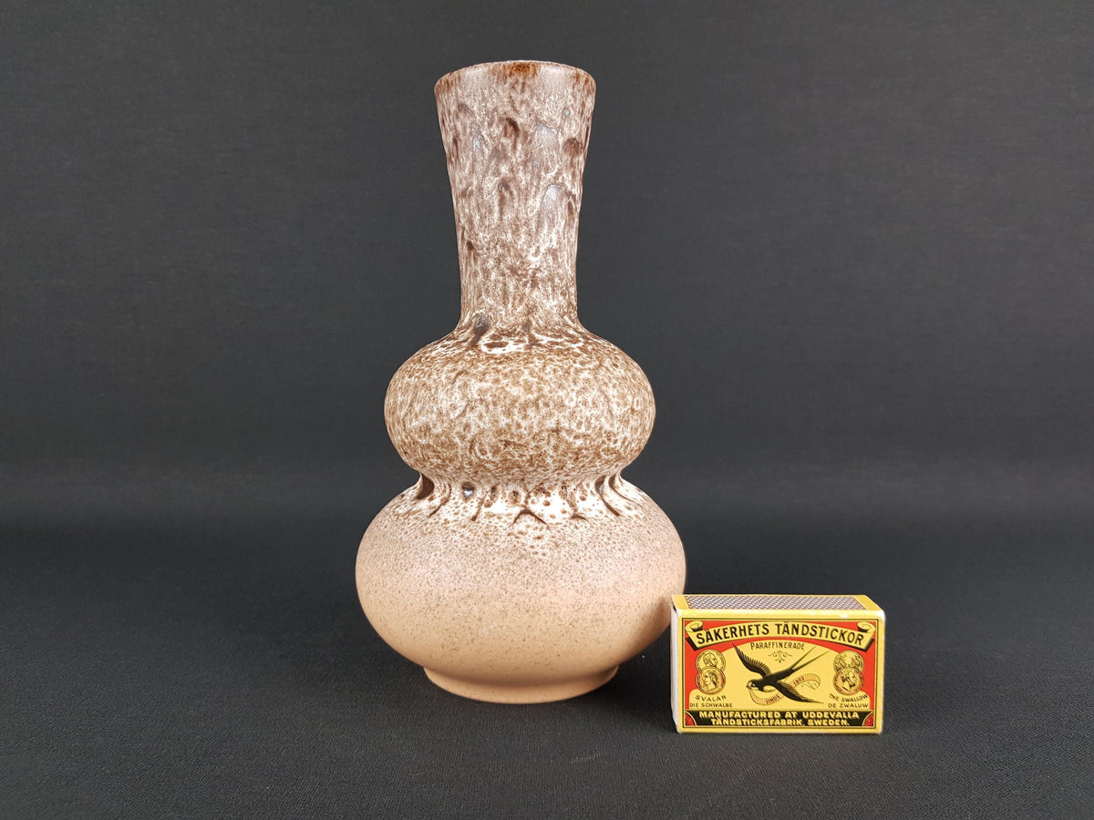 Vintage STEULER KERAMIK Brown and Beige Fat Lava Vase by Cari Zalloni 233-20 West German Pottery 1970s