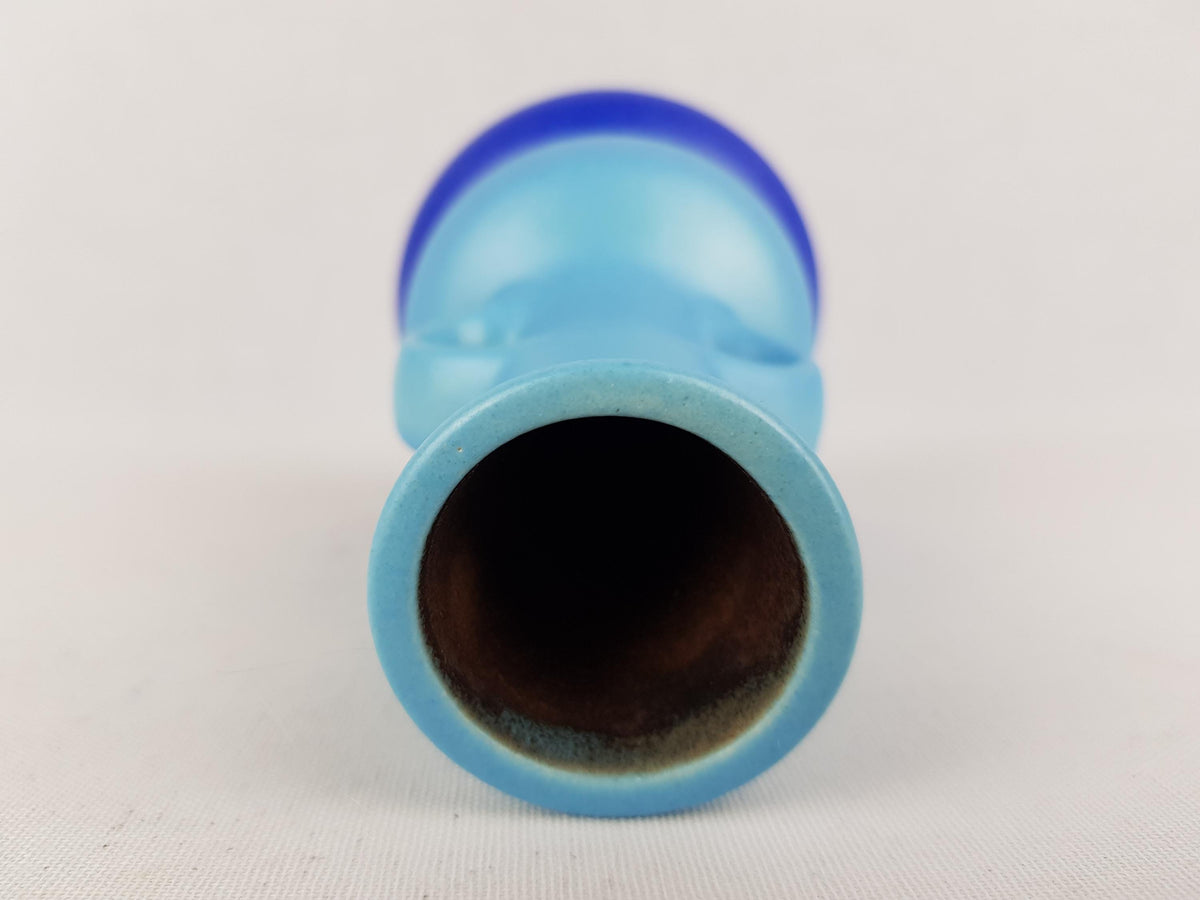 Vintage STEULER KERAMIK Double Handled Dark and Light Blue Vase By Cari Zalloni 236-15 West German Pottery 1970s
