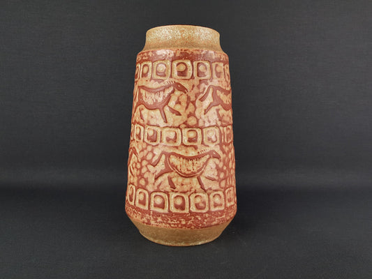 Vintage CARSTENS KERAMIK Brown and Beige Vase "Altamira" Decor 153-25 West German Pottery 1968s