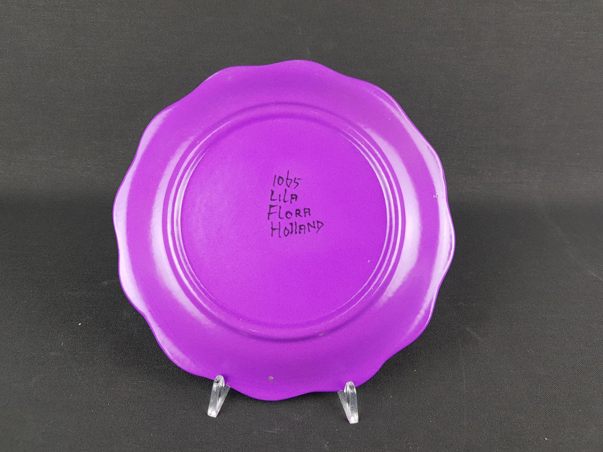 Vintage FLORA GOUDA HOLLAND Keramiek Ceramic Purple Lilac Plate 1065 Dutch Pottery 1970s
