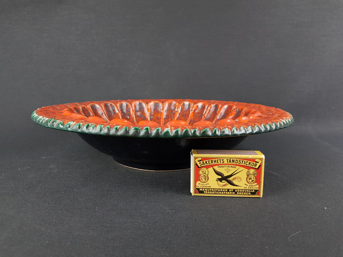 Vintage DÜMLER & BREIDEN Orange and Brown Bowl 56/30 from the Relief Series West German Pottery 1960s