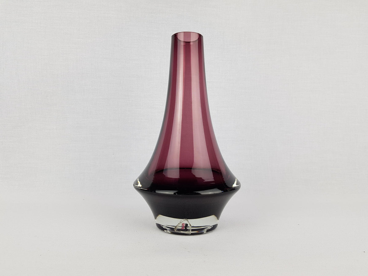 Vintage RIIHIMAEN LASI Purple Glass Rocket Vase 1379 Finland Scandinavia 1970s