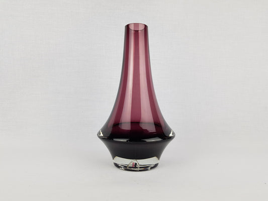 Vintage RIIHIMAEN LASI Purple Glass Rocket Vase 1379 Finland Scandinavia 1970s