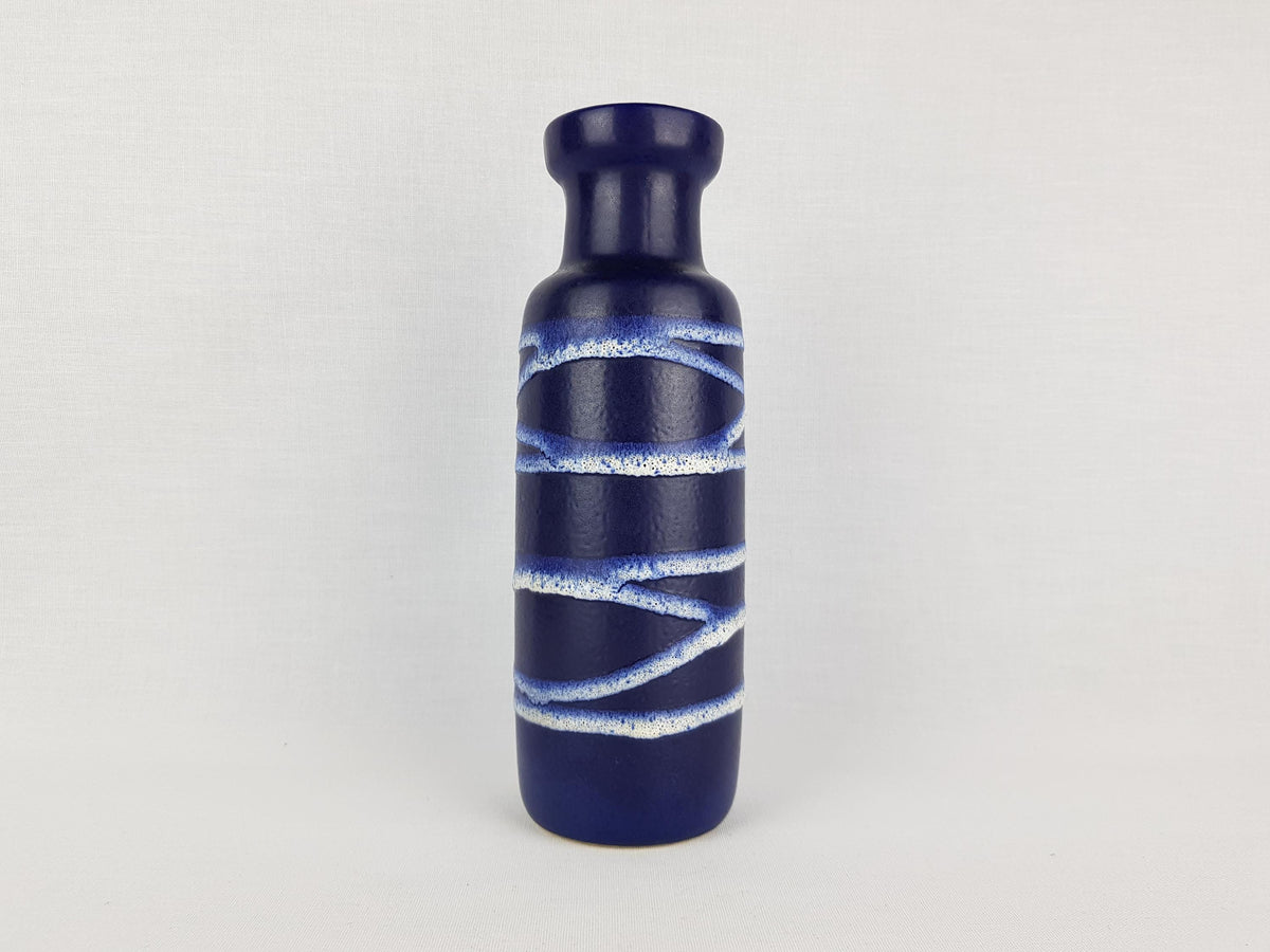 Vintage SCHEURICH KERAMIK Blue Vase 200 22 West German Pottery 1970s