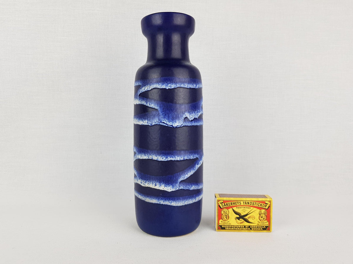 Vintage SCHEURICH KERAMIK Blue Vase 200 22 West German Pottery 1970s