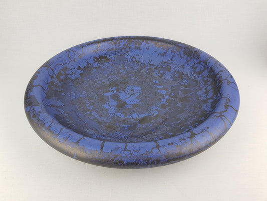 Large Vintage Steuler Design Bowl, Blue & Gray Mottled Glaze West German Pottery 1980s