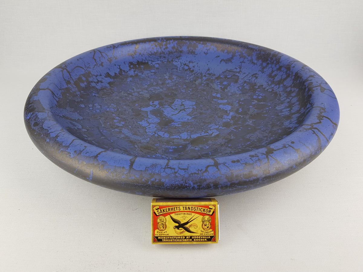 Large Vintage Steuler Design Bowl, Blue & Gray Mottled Glaze West German Pottery 1980s