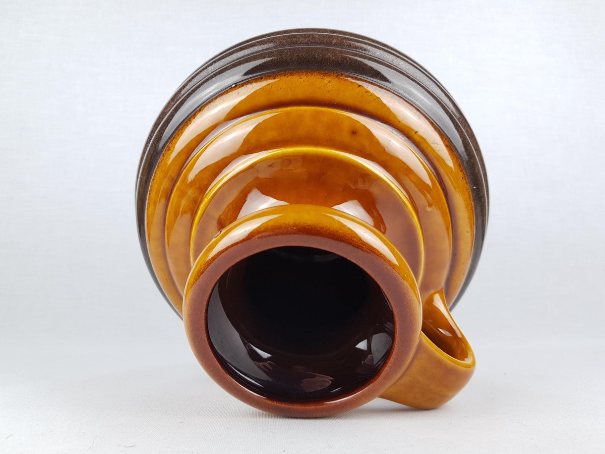 Vintage CARSTENS KERAMIK Handled Metallic Brown Hooped Vase 0107-25 West German Pottery 1960s