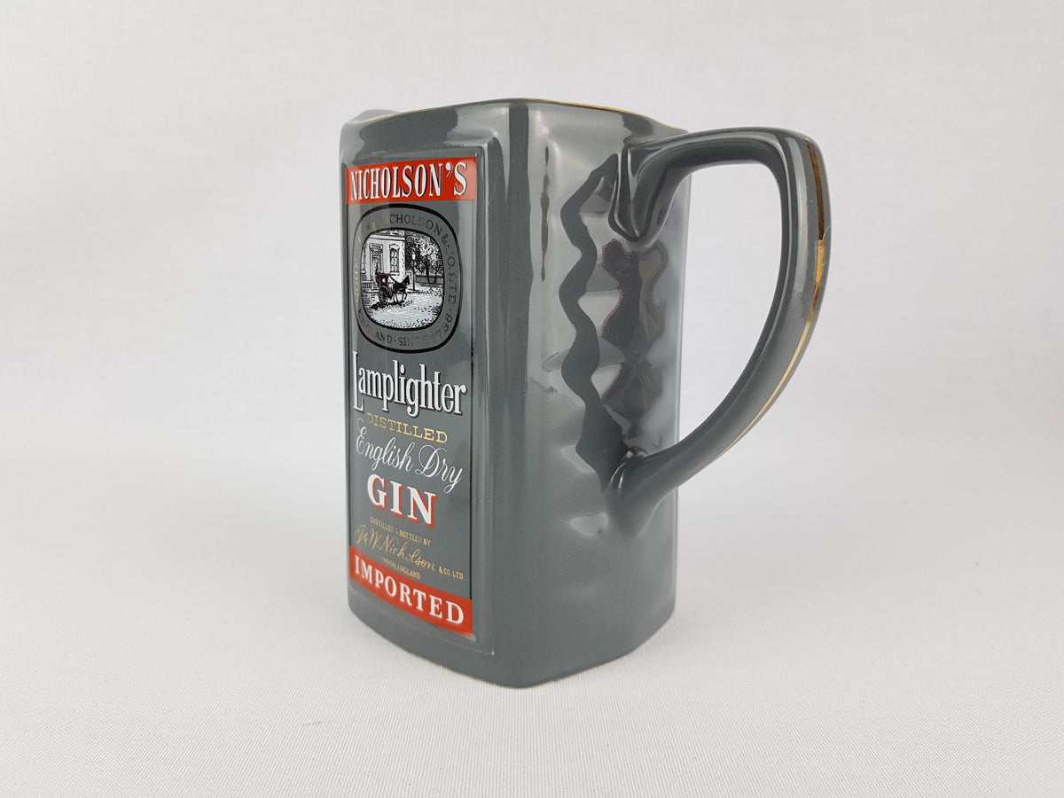 Vintage NICHOLSON'S LAMPLIGHTER Water Pitcher or Pub Jug by by Wade Regicor of England Nicholson's Dry Gin Promotional Pitcher
