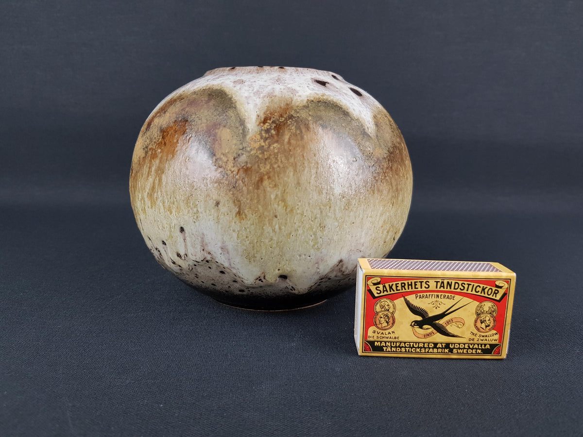 Vintage RUSCHA KERAMIK Brown and Beige Ball Vase 822/1 West German Pottery Fat Lava Era 1970s