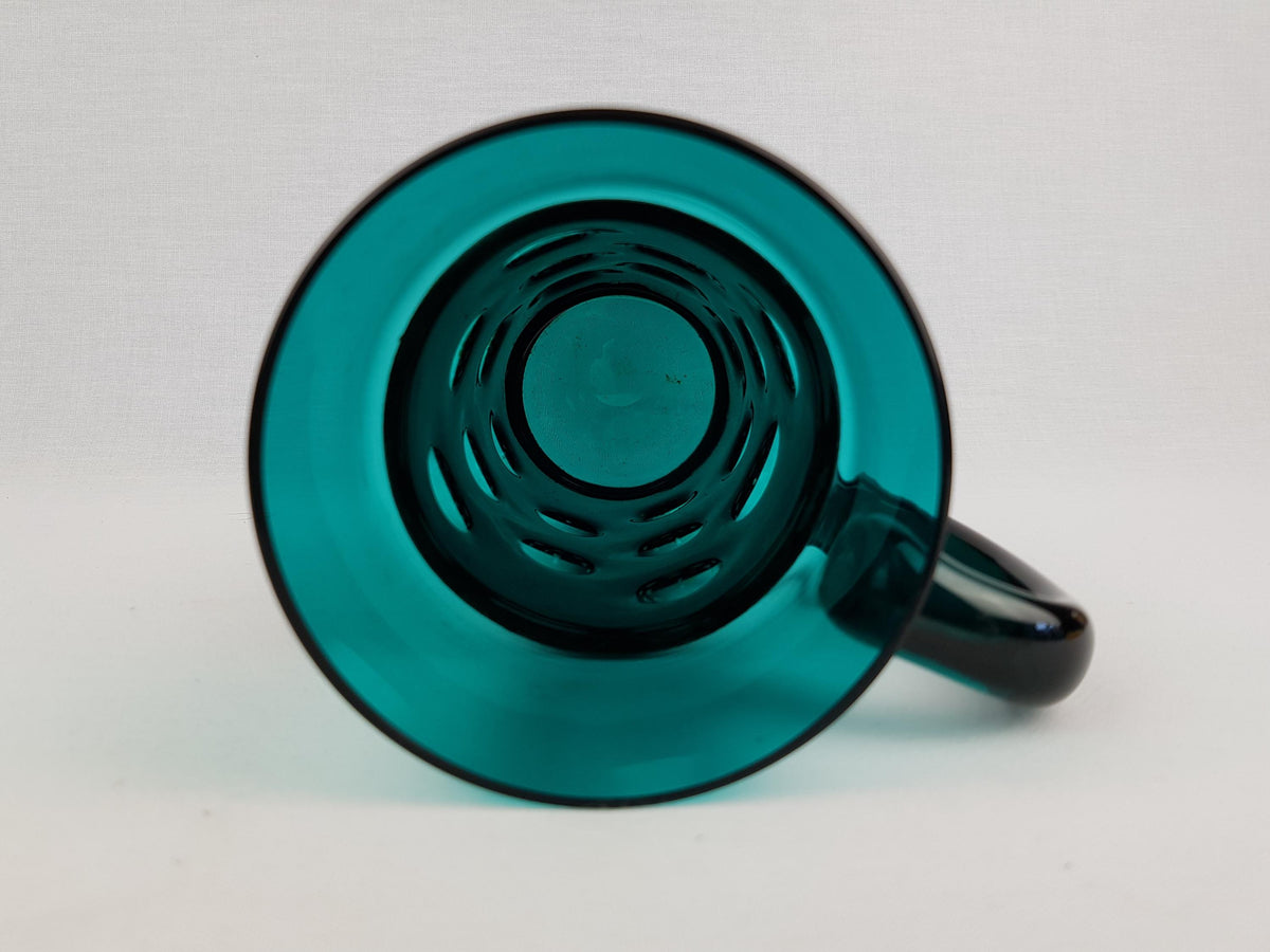 Vintage DRIBURG KRISTALL Handled Blue Turquoise Vase with Copper Base "Vercuna" Serie by Theodor Hoffmann (teha) 1960's