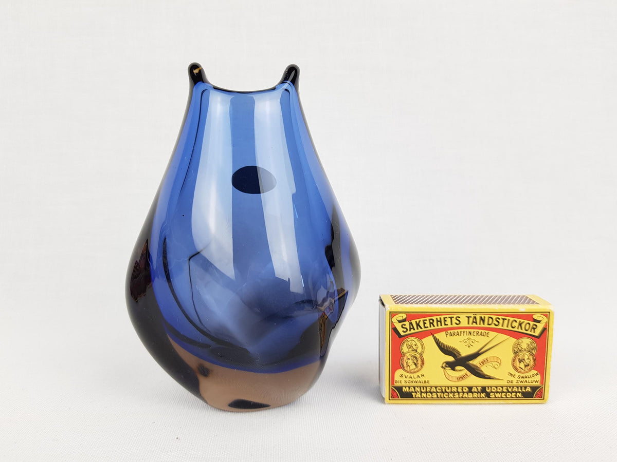 Vintage ZELEZNY BROD SKLO Blue Glass Vase from Czechoslovakia 1960s by Miloslav Klinger