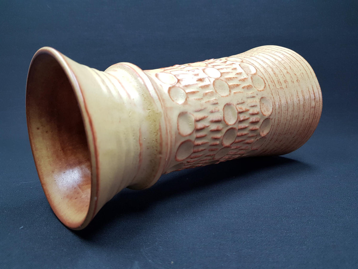 Vintage BAY KERAMIK Beige and Caramel Vase 76-25 West German Pottery 1970s