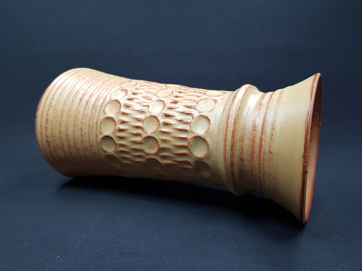 Vintage BAY KERAMIK Beige and Caramel Vase 76-25 West German Pottery 1970s