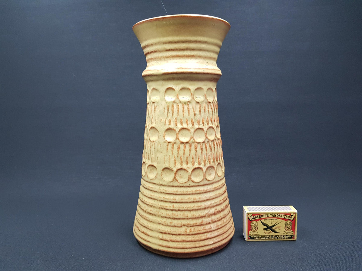 Vintage BAY KERAMIK Beige and Caramel Vase 76-25 West German Pottery 1970s