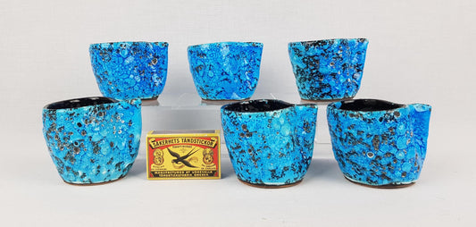 Set of 6 Vintage LE CYCLOPE POTTERY d'Annecy Ceramic Vallauris Ceramique Cups 1960s 1970s France