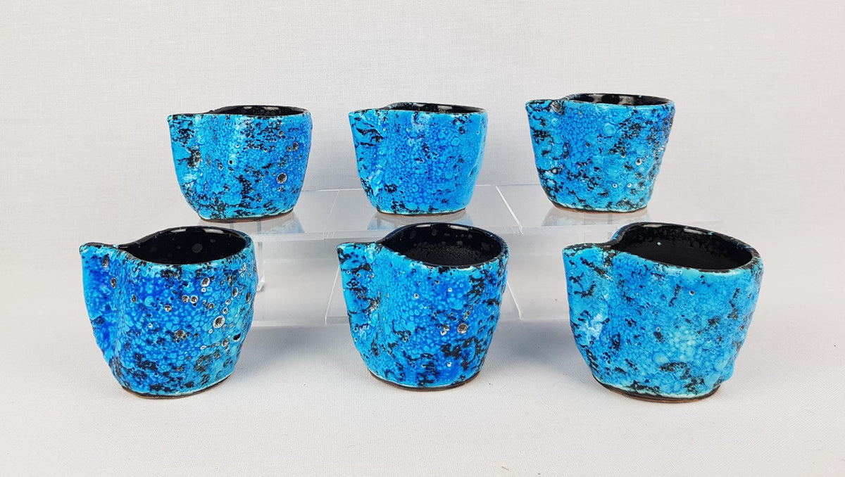 Set of 6 Vintage LE CYCLOPE POTTERY d'Annecy Ceramic Vallauris Ceramique Cups 1960s 1970s France