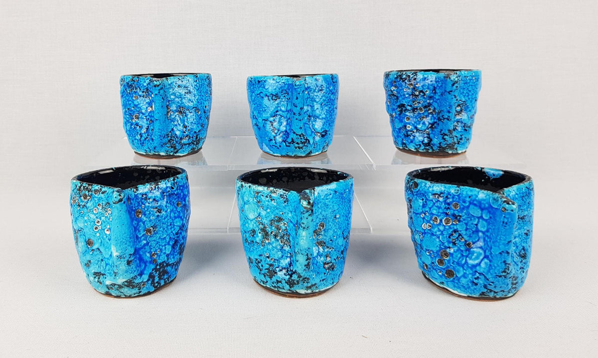 Set of 6 Vintage LE CYCLOPE POTTERY d'Annecy Ceramic Vallauris Ceramique Cups 1960s 1970s France