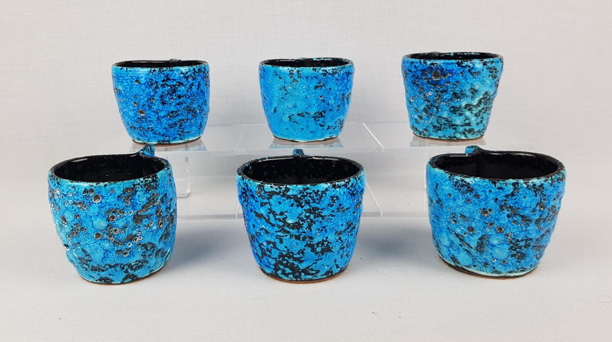 Set of 6 Vintage LE CYCLOPE POTTERY d'Annecy Ceramic Vallauris Ceramique Cups 1960s 1970s France