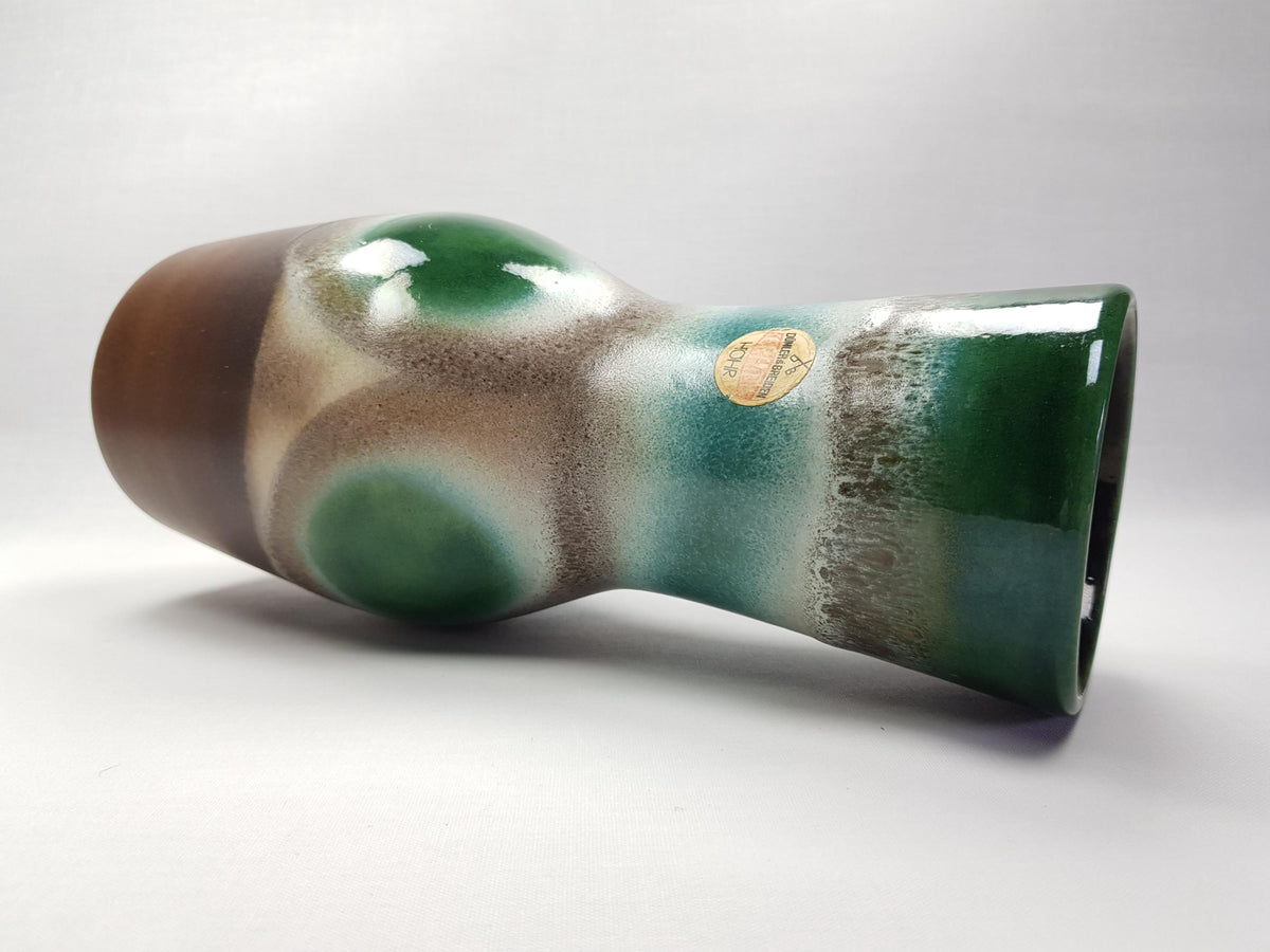 Vintage DÜMLER & BREIDEN Green and Brown Vase 116 30 West German Pottery 1960s 1970s