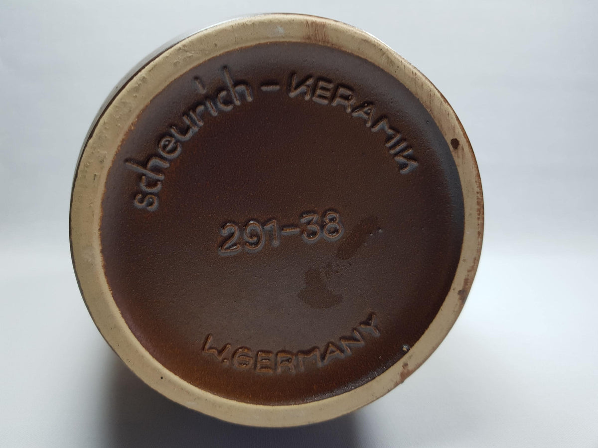 Vintage SCHEURICH KERAMIK Fat Lava Vase with HARO Decor 291 38 West German Pottery 1970S
