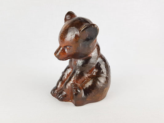 Vintage MOBACH Ceramic Brown Copper Figurine Bear from Dutch Studio Pottery Utrecht by Klaas II Mobach 1938