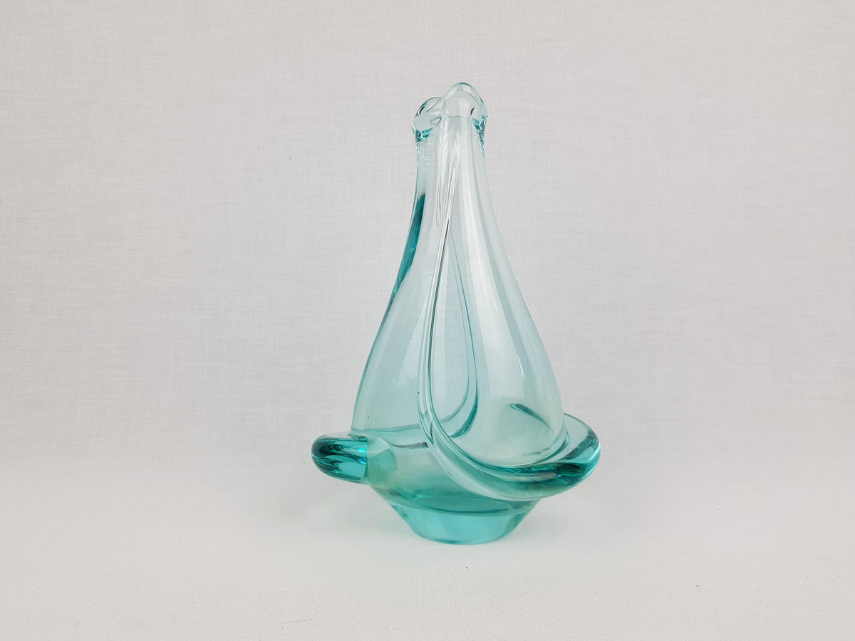 Vintage ZELEZNY BROD SKLO Turquoise Glass Vase from Czechoslovakia 1960s by Miloslav Klinger