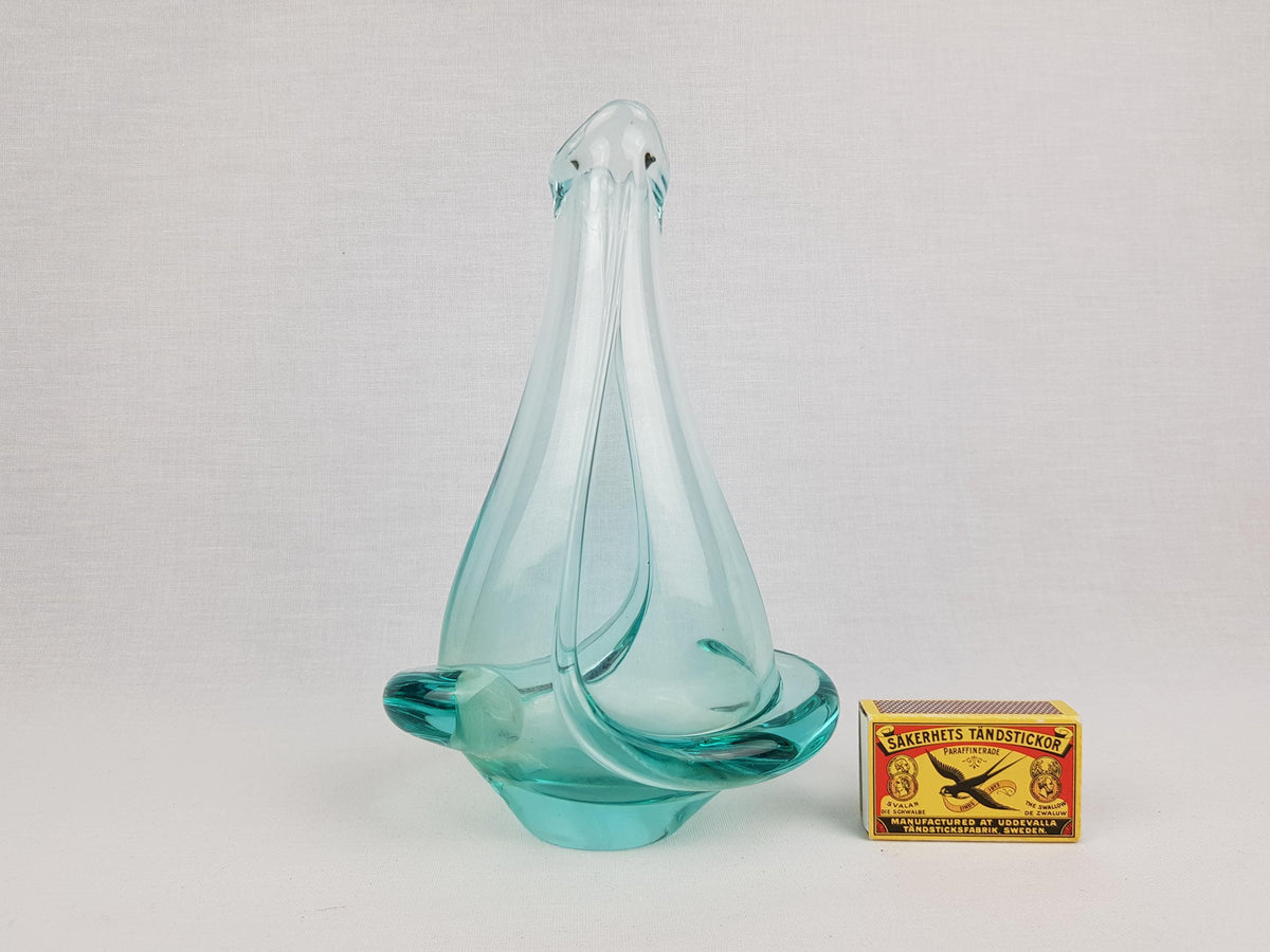 Vintage ZELEZNY BROD SKLO Turquoise Glass Vase from Czechoslovakia 1960s by Miloslav Klinger