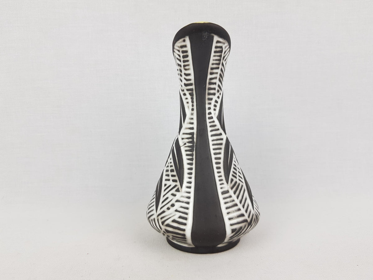 Vintage CARSTENS TONNIESH0F KERAMIK Handled Dark Brown and White Vase from the Attika Series 1958 formno. 821 16 West German Pottery