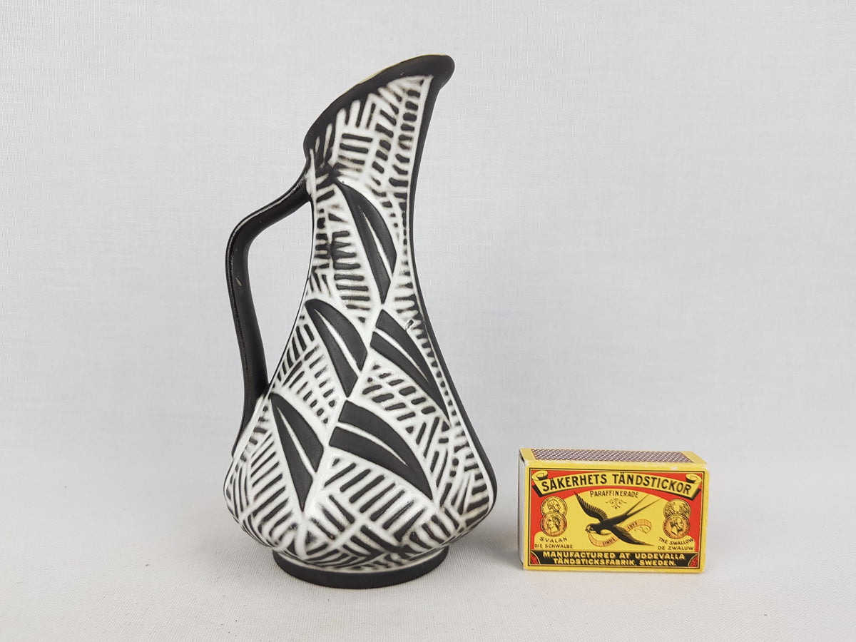 Vintage CARSTENS TONNIESH0F KERAMIK Handled Dark Brown and White Vase from the Attika Series 1958 formno. 821 16 West German Pottery