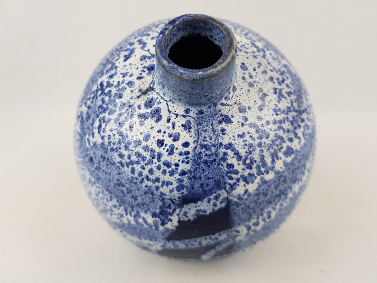 Vintage KARL JUTTNER Blue and White Abstract Vase East German Studio Art Pottery 1960's