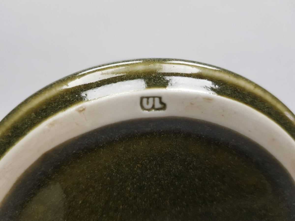Vintage UWE LERCH Green and Brown Vase German Studio Pottery 1970s Germany