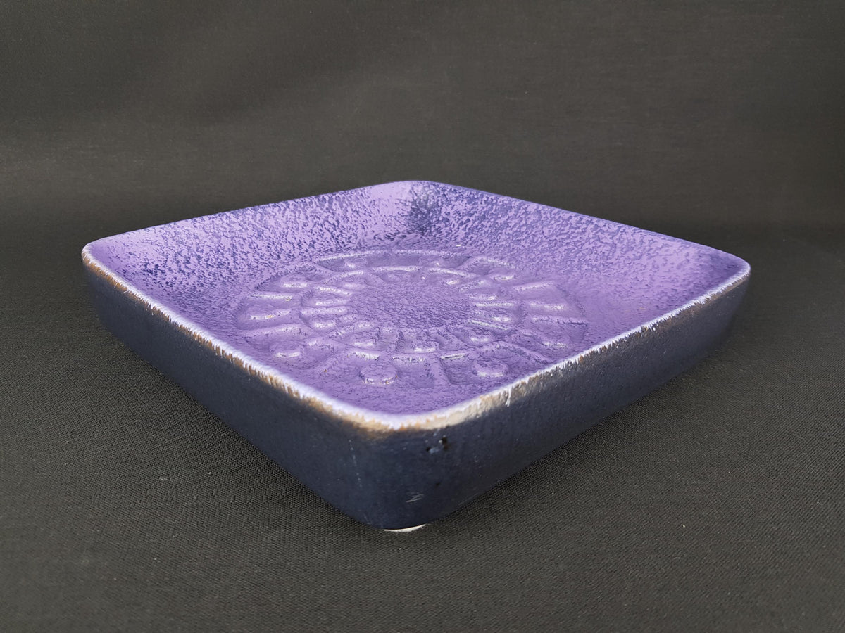 Vintage VEB HALDENSLEBEN Purple Bowl or Plate With Pattern East German Pottery 1960s 1970s