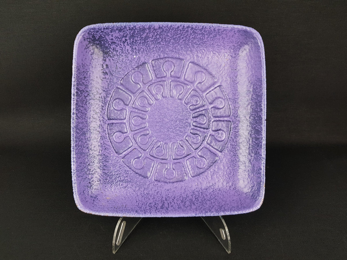 Vintage VEB HALDENSLEBEN Purple Bowl or Plate With Pattern East German Pottery 1960s 1970s