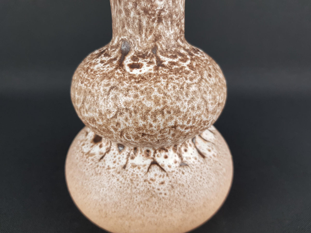 Vintage STEULER KERAMIK Brown and Beige Fat Lava Vase by Cari Zalloni 233-20 West German Pottery 1970s
