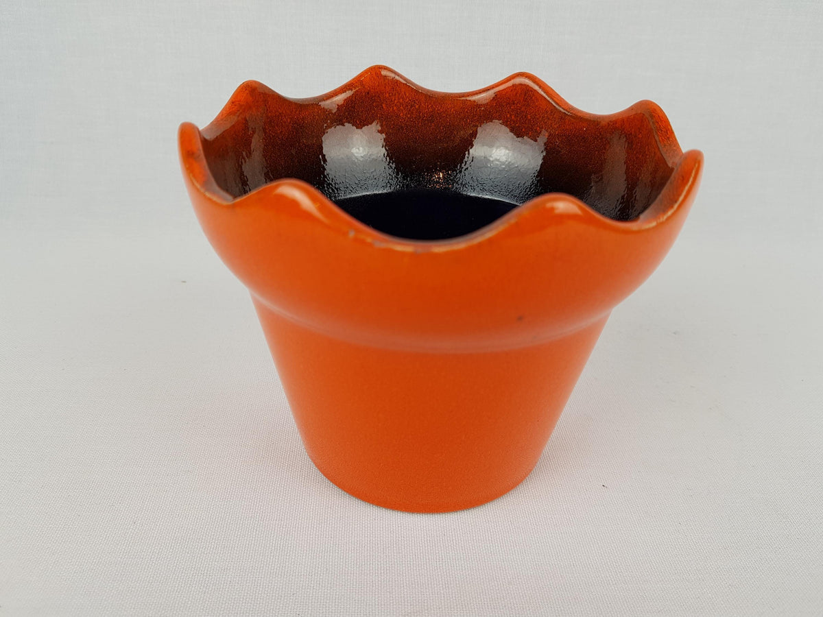 Vintage MAREI KERAMIK Orange Flower Pot Planter 13 3 West German Pottery 1970s