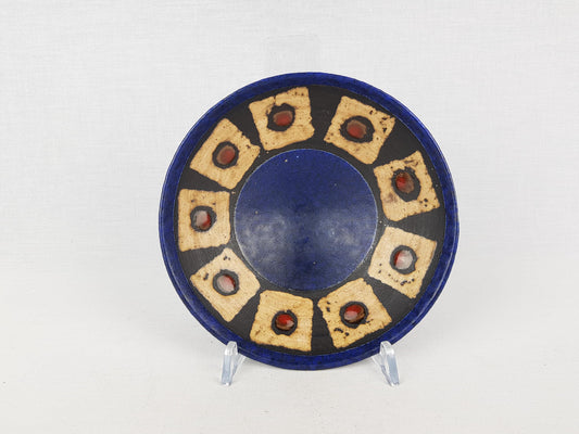 Vintage RUSCHA KERAMIK Stylish Blue Bowl with "Lapis" 749-1 West German Pottery 1960s