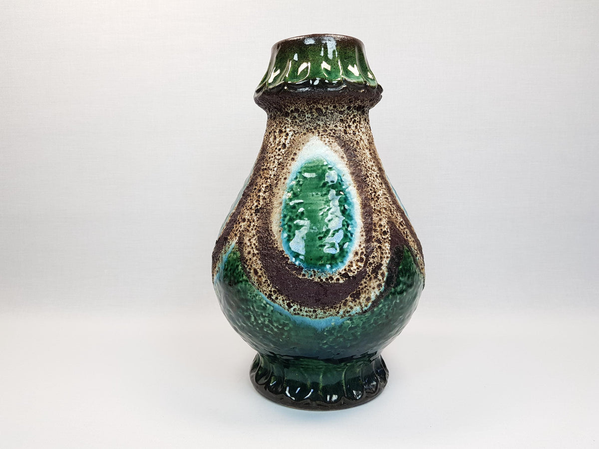 Vintage DÜMLER & BREIDEN KERAMIK Green and Brown Vase 1003-30 West German Pottery 1970s
