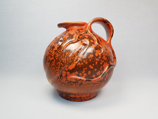 Art Deco FONS DECKER Orange and Black Mottled Vase for Gouda Holland FO215 Dutch Pottery 1930s