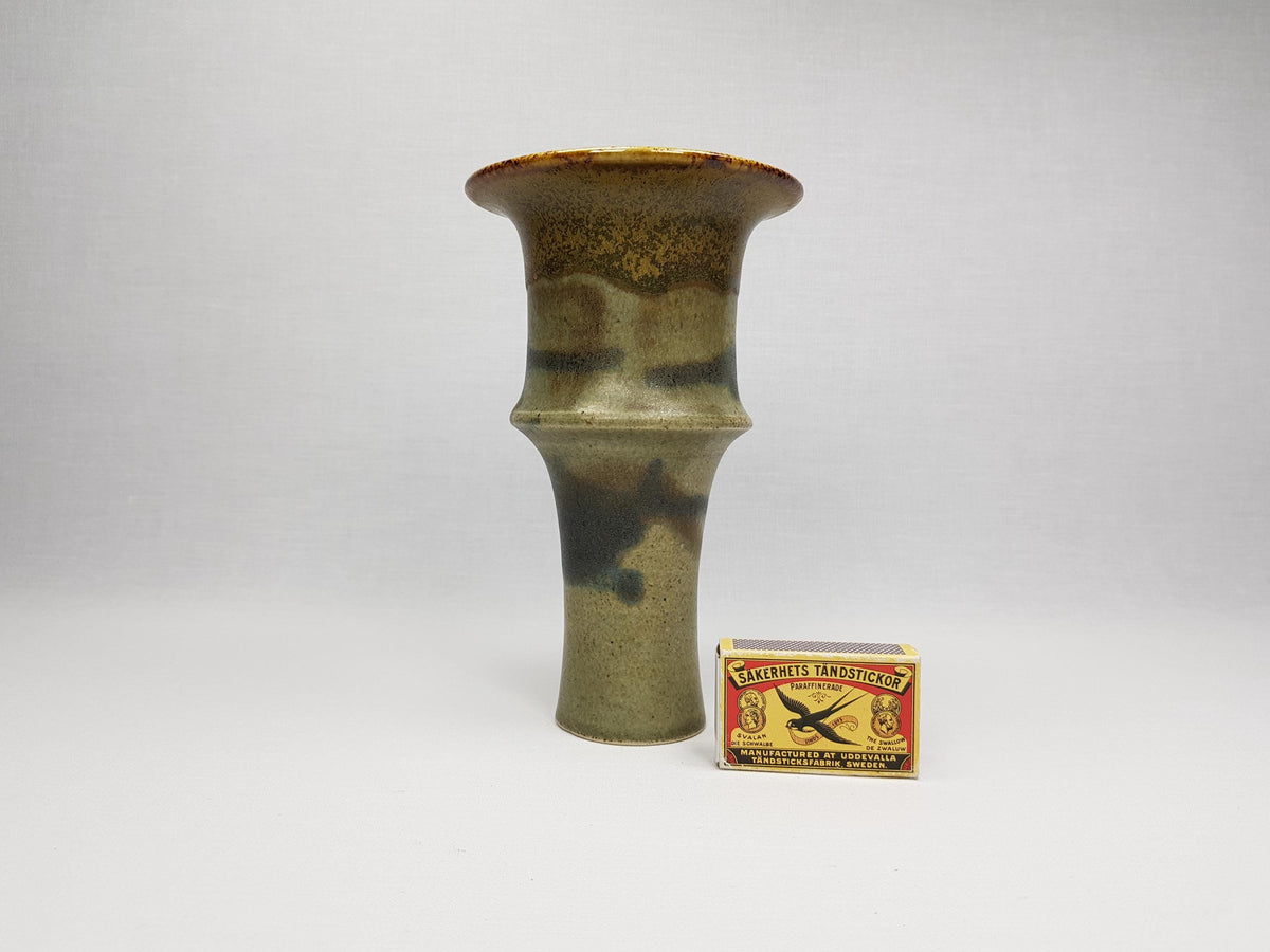 Vintage GABRIELE BOOS Studio Art Pottery Brown Blue and Green Ceramic Vase 1975 Germany