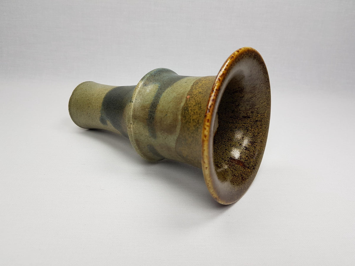 Vintage GABRIELE BOOS Studio Art Pottery Brown Blue and Green Ceramic Vase 1975 Germany