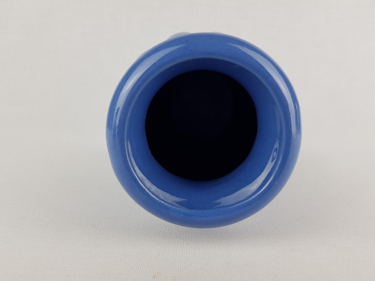 Vintage SCHEURICH KERAMIK Blue Pumpkin Vase 292 15 West German Pottery Fat Lava Era 1970s