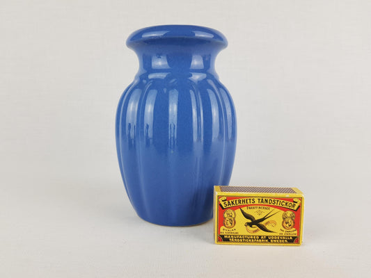 Vintage SCHEURICH KERAMIK Blue Pumpkin Vase 292 15 West German Pottery Fat Lava Era 1970s